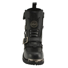 Milwaukee Leather MBM9076 Men's Black Tactical Logger Leather Boots with Buckle Enhancement