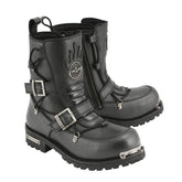 Milwaukee Leather MBM9076 Men's Black Tactical Logger Leather Boots with Buckle Enhancement