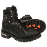 Milwaukee Leather MBM9080 Men's Black Leather 6-Inch Lace to Toe Motorcycle Rider Boots with Gear Shift Protection