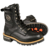 Milwaukee Leather Men's Classic Black Leather Lace-Up Logger Boots with Side Zipper MBM9095