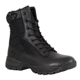 Milwaukee Leather Men's 9-Inch Black Leather Lace-Up Tactical Motorcycle Boots with Side Zipper MBM9110