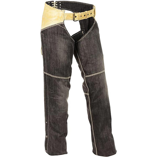 Women's Two Tone Denim & Leather Chaps