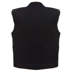 Milwaukee Leather MDM3000 Men's 'Brute' Concealed Snap Black Denim Club Style Vest with Hidden Zipper