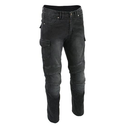 Milwaukee Leather MDM5010 Men's Millennium Black Knee Flex CE Armored Motorcycle Denim Jeans Reinforced w/ Aramid Fibers