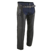 Milwaukee Leather Chaps for Men's Black Premium Leather Motorcycle Chaps with Snap Out Thermal Liner-Slash Pocket-ML1103