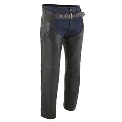 Milwaukee Leather Chaps for Men's Black Premium Leather Motorcycle Chaps with Snap Out Thermal Liner-Slash Pocket-ML1103