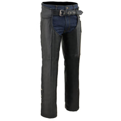 Milwaukee Leather Chaps for Men's Black Thick Braided Premium Leather Motorcycle Chaps with Front Coin Pocket-ML1135