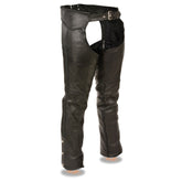 Milwaukee Leather Chaps for Men's Black Thick Braided Premium Leather Motorcycle Chaps with Front Coin Pocket-ML1135
