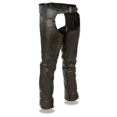 Milwaukee Leather Chaps for Men's Black Thick Braided Premium Leather Motorcycle Chaps with Front Coin Pocket-ML1135