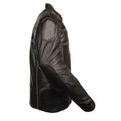 Milwaukee Leather ML2083 Men's Black Premium Leather Vented Motorcycle Rider Jacket with Reflective Piping