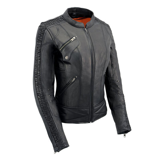 Milwaukee Leather MLL2570 Women's Phoenix Embroidered Black Leather Jacket