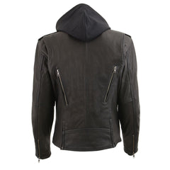 Milwaukee Leather MLL2575 Women's Black Leather Vented Motorcycle Jacket with Removable Hoodie