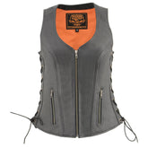 Milwaukee Leather MLL4532 Women's Side Laced Premium Black Leather Motorcycle Rider Vest with Cool-Tec Leather Treatement