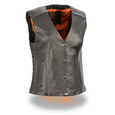 Milwaukee Leather MLL4570 Women's Studded Phoenix Black Leather Motorcycle Biker Vest with Embroidery Art