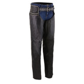 Milwaukee Leather Women's Black Premium Leather Motorcycle Rider Chaps with Rhinestones Bling D-Rings-MLL6502