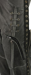 Milwaukee Leather Women Distress Grey Premium Leather Motorcycle Chaps with Accent Lace Details MLL6536