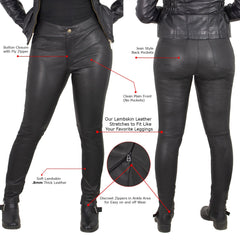 Milwaukee Leather MLL6690 'Sandy' Women's Black Lambskin Stretch Leather Pants
