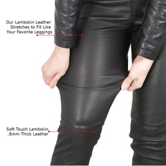Milwaukee Leather MLL6690 'Sandy' Women's Black Lambskin Stretch Leather Pants