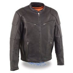 Milwaukee Leather MLM1502 Men's Black Premium Leather Vented Motorcycle Biker Jacket with Cool-Tec Leather Treatment Tech