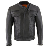 Milwaukee Leather MLM1506 Men's Black Premium Leather Motorcycle Jacket with Utility Pockets Cool-Tec Leather Treatement