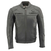 Milwaukee Leather MLM1526 Men's Stay Cool Black Premium Leather Sporty Motorcycle Jacket with Cool-Tec Leather Treatement