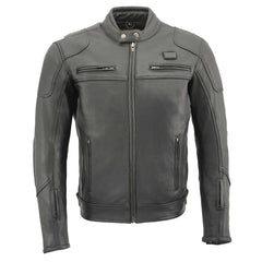 Milwaukee Leather MLM1526 Men's Stay Cool Black Premium Leather Sporty Motorcycle Jacket with Cool-Tec Leather Treatement