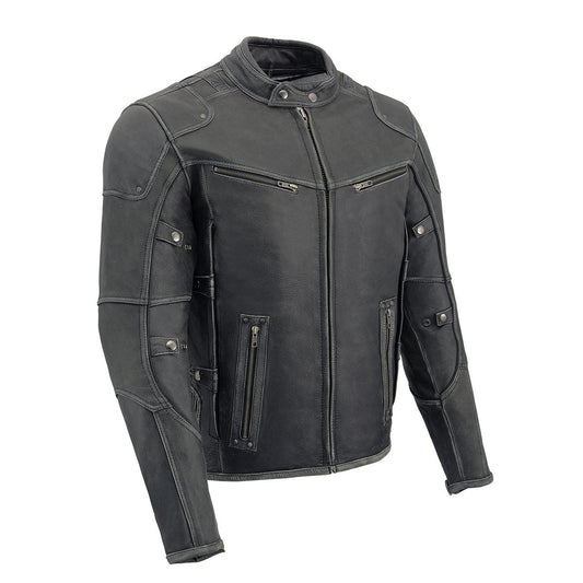 Milwaukee Leather MLM1536 Men's Vintage Grey 'Triple Vent' Leather Jacket