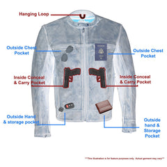 Milwaukee Leather MLM1550 Men's Vented Black-Beige Distressed Leather Scooter Style Motorcycle Jacket with Liner
