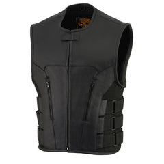 Milwaukee Leather MLM3500 Men's Swat Style Rider Leather Vest w/ Single Panel Back for Club Patches