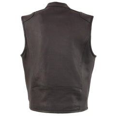 Milwaukee Leather MLM3502 Men's Black Premium Leather Motorcycle Rider Vest with Cool-Tec Leather Treatment Tech
