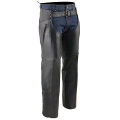 Milwaukee Leather MLM5502 Men's Black Premium Leather Motorcycle Rider Chaps with Cool-Tec Leather Treatment
