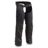 Milwaukee Leather MLM5502 Men's Black Premium Leather Motorcycle Rider Chaps with Cool-Tec Leather Treatment