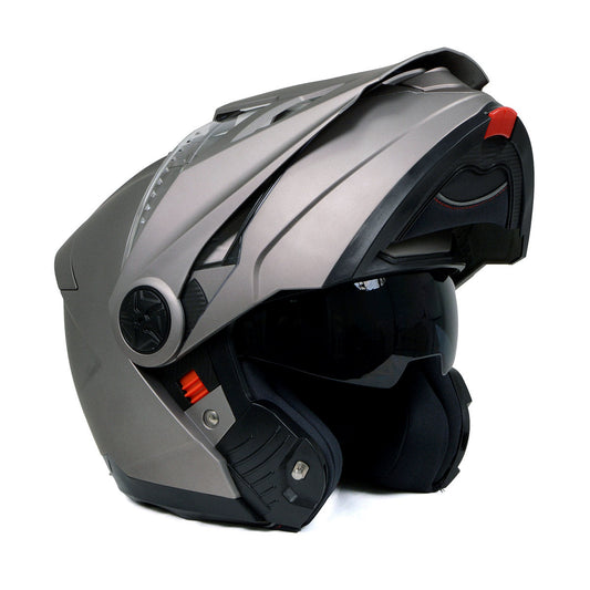 Milwaukee Helmets Silver Ominous Dual Sport Advanced Motorcycle Modular Helmet Biker DOT Approved MPH9822DOT