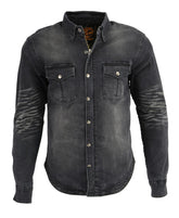 Milwaukee Leather MPM1620 Men's Black Flannel Biker Shirt with CE Approved Armor - Reinforced with Aramid Fibers