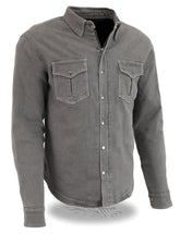 Milwaukee Leather MPM1621 Men's Grey CE Armored Long Sleeve Motorcycle Riders Shirt with Reinforced with Aramid Fibers