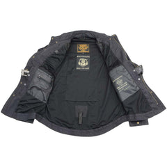 Milwaukee Leather MPM1622 Men's Black Waxy CE Armored Denim Long Sleeve Shirt Reinforced with Aramid Fibers