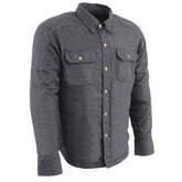 Milwaukee Leather MPM1622 Men's Black Waxy CE Armored Denim Long Sleeve Shirt Reinforced with Aramid Fibers