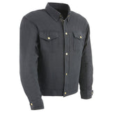 Milwaukee Leather MPM1623 Men's Black CE Armored Long Sleeve Biker Shirt Jacket Reinforced with Aramid Fibers