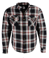 Milwaukee Leather MPM1625 Men's Plaid Flannel Biker Shirt with CE Approved Armor - Reinforced with Aramid Fibers