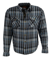 Milwaukee Leather MPM1626 Men's Plaid Flannel Biker Shirt with CE Approved Armor - Reinforced with Aramid Fiber