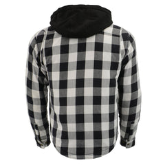 Milwaukee Leather MPM1629 Men's Plaid Hooded Flannel Biker Shirt with CE Approved Armor - Reinforced with Aramid Fibers
