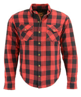 Milwaukee Leather MPM1631 Men's Plaid Flannel Biker Shirt with CE Approved Armor - Reinforced with Aramid Fiber