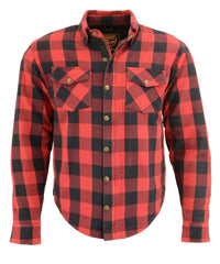Milwaukee Leather MPM1631 Men's Plaid Flannel Biker Shirt with CE Approved Armor - Reinforced with Aramid Fiber