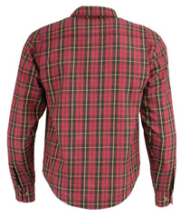 Milwaukee Leather MPM1632 Men's Plaid Flannel Biker Shirt with CE Approved Armor - Reinforced with Aramid Fiber