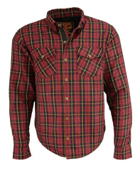 Milwaukee Leather MPM1632 Men's Plaid Flannel Biker Shirt with CE Approved Armor - Reinforced with Aramid Fiber