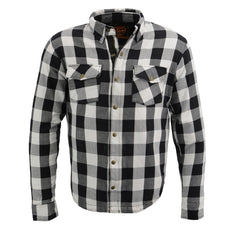 Milwaukee Leather MPM1633 Men's Plaid Flannel Biker Shirt with CE Approved Armor - Reinforced with Aramid Fiber