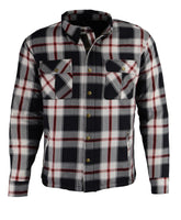 Milwaukee Leather MPM1635 Men's Plaid Flannel Biker Shirt with CE Approved Armor - Reinforced with Aramid Fiber