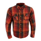 Milwaukee Leather MPM1641 Men's Plaid Flannel Biker Shirt with CE Approved Armor - Reinforced with Aramid Fiber