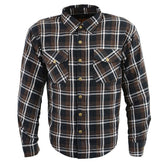 Milwaukee Leather MPM1643 Men's Plaid Flannel Biker Shirt with CE Approved Armor - Reinforced with Aramid Fiber