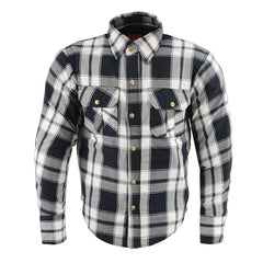 Milwaukee Leather MPM1644 Men's Plaid Flannel Biker Shirt with CE Approved Armor - Reinforced with Aramid Fiber